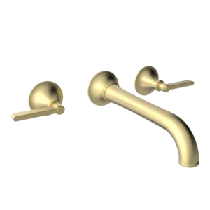 Lattice Wall Mount Widespread Faucet-Satin Brass