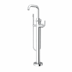 TRIM - Floor Mount Tub Filler with Hand Shower - Knurl Handle