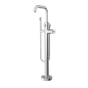 TRIM - Floor Mount Tub Filler with Hand Shower - Cross Handle